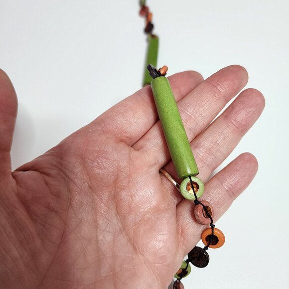 Caracol green brown orange necklace - Picture 3 of 7